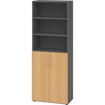 HAMMERBACHER Regalschrank - Graphit / Buche HAMMERBACHER Regalschrank - Graphit / Buche