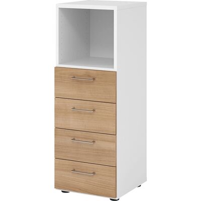 HAMMERBACHER Regalschrank 934S4 - Weiß / Nussbaum - 40x42x110cm HAMMERBACHER Regalschrank 934S4 - Weiß / Nussbaum - 40x42x110cm