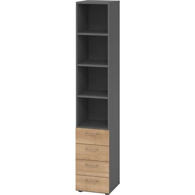 Armoire et étagère HAMMERBACHER - Graphite / Noyer - 40x42x216 cm - Publicité Armoire et étagère HAMMERBACHER - Graphite / Noyer - 40x42x216 cm - Publicité