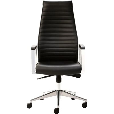 Mayer Bürostuhl Schwarz Leder mit Aluminiumgestell - Bürostuhl Mayer Bürostuhl Schwarz Leder mit Aluminiumgestell - Bürostuhl