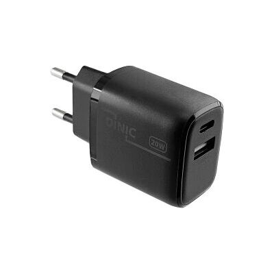 Dinic - PW-20WCA-S-KB - Schwarz - Zwei-Port USB-C/A - USB-Ladegerät Dinic - PW-20WCA-S-KB - Schwarz - Zwei-Port USB-C/A - USB-Ladegerät