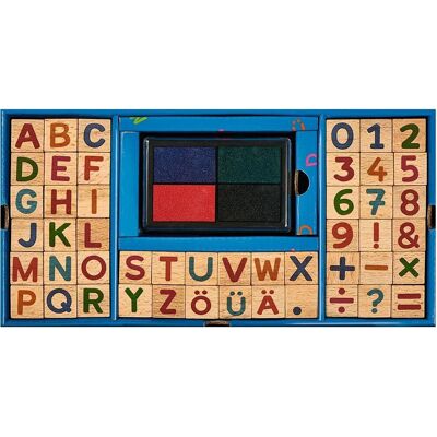 Set de tampons en bois Moses - Alphabet, Chiffres, Ponctuation - Jouet éducatif Set de tampons en bois Moses - Alphabet, Chiffres, Ponctuation - Jouet éducatif