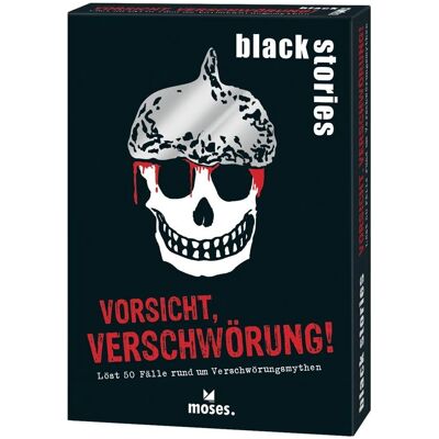 moses. Verlag GmbH Black Stories Vorsicht Verschwörung! - Jeu d'histoires - Publicité moses. Verlag GmbH Black Stories Vorsicht Verschwörung! - Jeu d'histoires - Publicité