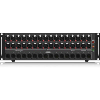 Behringer S32 Caixa de palco - 32 Pré-amplificadores de microfone, rede AES50, 16 Saídas Behringer S32 Caixa de palco - 32 Pré-amplificadores de microfone, rede AES50, 16 Saídas