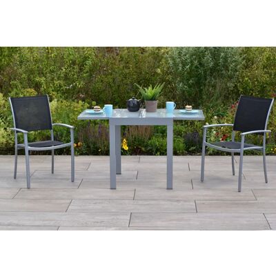 Merxx Milano Gartentisch-Set - Schwarz und Silber - Quadratischer Ausziehtisch Merxx Milano Gartentisch-Set - Schwarz und Silber - Quadratischer Ausziehtisch
