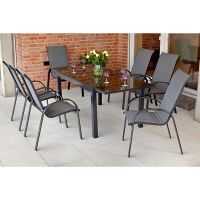 MERXX Amalfi Gartenmöbel-Set - Silber - 6 Sitzplätze MERXX Amalfi Gartenmöbel-Set - Silber - 6 Sitzplätze