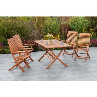Merxx Comodoro Garten-Esstisch-Set - FSC Eukalyptus 4 Stühle 110-160cm Merxx Comodoro Garten-Esstisch-Set - FSC Eukalyptus 4 Stühle 110-160cm