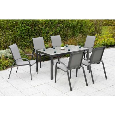 MERXX Amalfi Gartenset - 6 Stühle, Tisch - Außen, Grau MERXX Amalfi Gartenset - 6 Stühle, Tisch - Außen, Grau