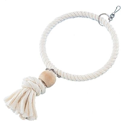 Nobby 31328 - Cage Toy, Cotton Ring with Wooden Block - Toy Nobby 31328 - Cage Toy, Cotton Ring with Wooden Block - Toy