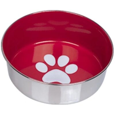 Nobby Heavy Paw Miska dla psa - Stal nierdzewna, 13,5 cm, Czerwono/Srebrna Nobby Heavy Paw Miska dla psa - Stal nierdzewna, 13,5 cm, Czerwono/Srebrna