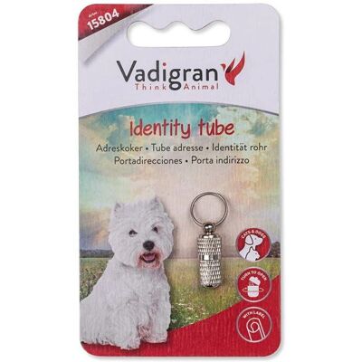 Silversfärgad ID-rör för hund och katt - 2,2cm Silversfärgad ID-rör för hund och katt - 2,2cm