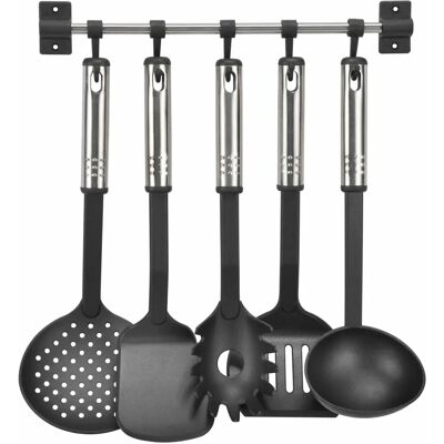 VidaXL HI Ensemble de 6 ustensiles de cuisine noir et argenté - Publicité VidaXL HI Ensemble de 6 ustensiles de cuisine noir et argenté - Publicité