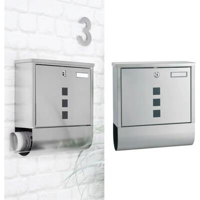HI - 30,5x9,6x33,5 cm Edelstahl - Silber - Briefkasten HI - 30,5x9,6x33,5 cm Edelstahl - Silber - Briefkasten