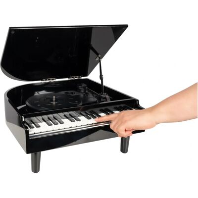 MODERNE HAUSFRAU Plattenspieler Piano schwarz weiß MODERNE HAUSFRAU Plattenspieler Piano schwarz weiß