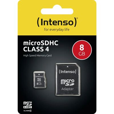 Scheda di memoria Intenso 8 GB - Classe 4 con adattatore Scheda di memoria Intenso 8 GB - Classe 4 con adattatore