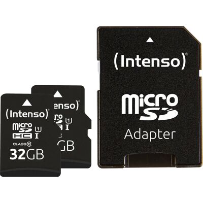 Intenso Doppelpack MicroSDHC 32GB UHS-I Premium - Speicherkarte Adapter Intenso Doppelpack MicroSDHC 32GB UHS-I Premium - Speicherkarte Adapter