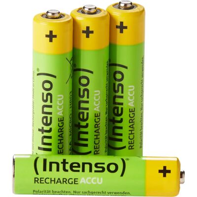 Piles NiMH Intenso HR03 - Lot de 4 - Rechargeables Eco AAA - 1000mAh - Publicité Piles NiMH Intenso HR03 - Lot de 4 - Rechargeables Eco AAA - 1000mAh - Publicité