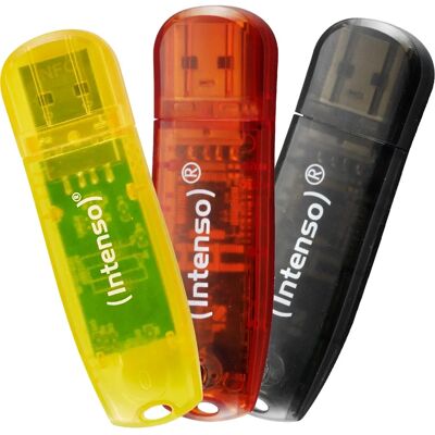 Intenso Rainbow 3x32GB USB Flash Drive - High-Speed, Transparent Intenso Rainbow 3x32GB USB Flash Drive - High-Speed, Transparent
