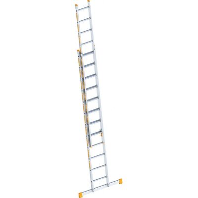Layher Aluminium Teleskopleiter - 2 Teile, 2x12 Sprossen, mit Quertraverse Layher Aluminium Teleskopleiter - 2 Teile, 2x12 Sprossen, mit Quertraverse