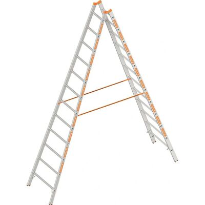 Layher Aluminium-Schiebeleiter - 2x12 schmale Trittstufen - Klappbar Layher Aluminium-Schiebeleiter - 2x12 schmale Trittstufen - Klappbar