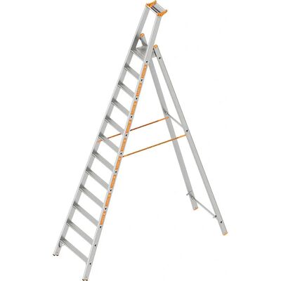 Escalera de aluminio Layher de 12 peldaños con plataforma - Escalera Escalera de aluminio Layher de 12 peldaños con plataforma - Escalera