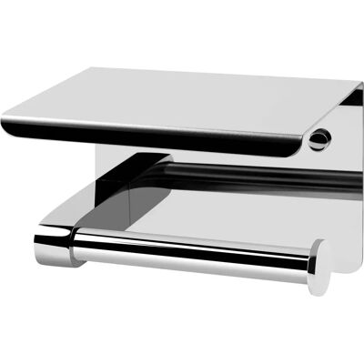 Porta rotolo carta igienica CORNAT con ripiano - 143x100mm - Acciaio cromato Porta rotolo carta igienica CORNAT con ripiano - 143x100mm - Acciaio cromato