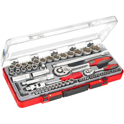 CONNEX COX580267 67-piece Socket Wrench Set - Red CONNEX COX580267 67-piece Socket Wrench Set - Red