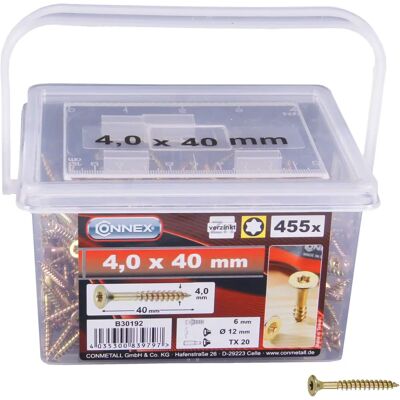 Connex B30192 - Vis Torx à tête plate universelle - 4x40mm - 455 pcs - Publicité Connex B30192 - Vis Torx à tête plate universelle - 4x40mm - 455 pcs - Publicité