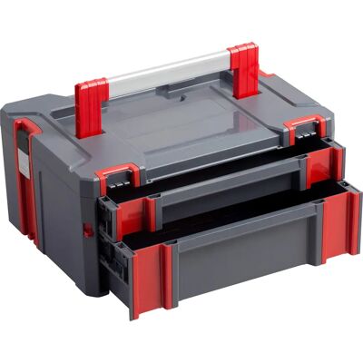 CONNEX Two Drawer Storage Box - 13.5 L - 80 kg - red, gray CONNEX Two Drawer Storage Box - 13.5 L - 80 kg - red, gray