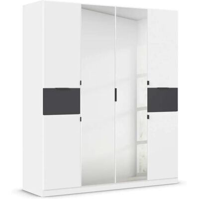 RAUCH Ticao Kleiderschrank mit Spiegel - Weiß & Grau - 6 Türen RAUCH Ticao Kleiderschrank mit Spiegel - Weiß & Grau - 6 Türen