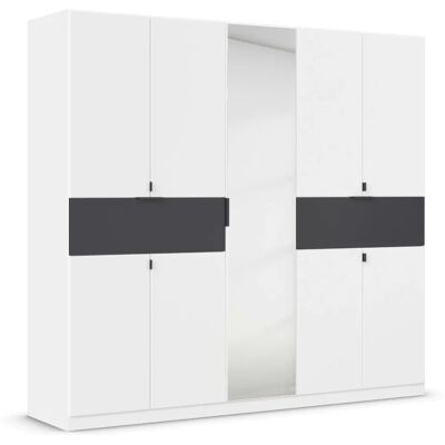 RAUCH Ticao Kleiderschrank mit Spiegel - 9 Türen, 2 Schubladen - Weiß & Metallisch RAUCH Ticao Kleiderschrank mit Spiegel - 9 Türen, 2 Schubladen - Weiß & Metallisch