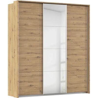 Rauch Cortona Kleiderschrank - Eiche Artisan, 3 Türen, Spiegel, Variabel Einlegeböden Rauch Cortona Kleiderschrank - Eiche Artisan, 3 Türen, Spiegel, Variabel Einlegeböden