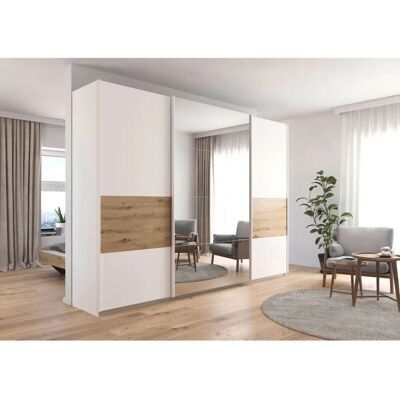 Rauch Cortona Kleiderschrank - 3 Schiebetüren, 15 Böden, 229cm Hoch Rauch Cortona Kleiderschrank - 3 Schiebetüren, 15 Böden, 229cm Hoch