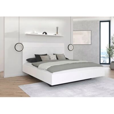 RAUCH AGORDO Holz-Doppelbett - Hoher Kopfteil, Schwebendes Design - Futonbett RAUCH AGORDO Holz-Doppelbett - Hoher Kopfteil, Schwebendes Design - Futonbett