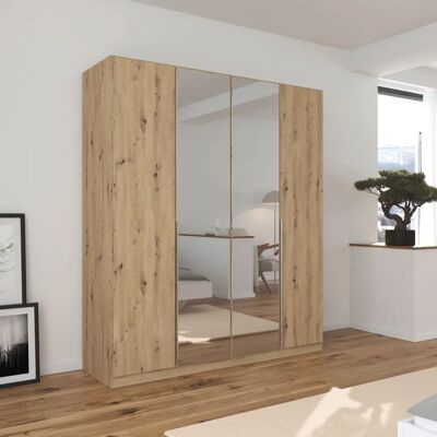 RAUCH Agordo Kleiderschrank - Braun Eiche mit Spiegel & 2 Gratis Einlegeböden RAUCH Agordo Kleiderschrank - Braun Eiche mit Spiegel & 2 Gratis Einlegeböden