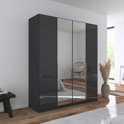 RAUCH Agordo Kleiderschrank mit Glasfront - Grau Metallic RAUCH Agordo Kleiderschrank mit Glasfront - Grau Metallic