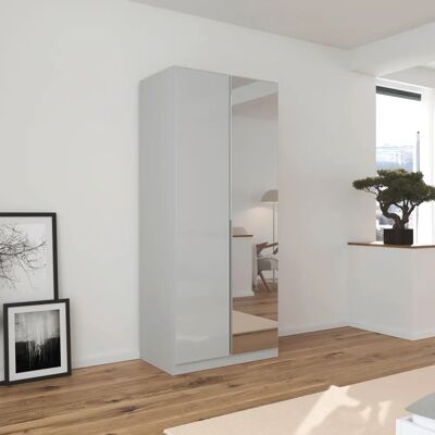 RAUCH Agordo Kleiderschrank - Seidengrau, Glasfront, 210cm Hoch RAUCH Agordo Kleiderschrank - Seidengrau, Glasfront, 210cm Hoch