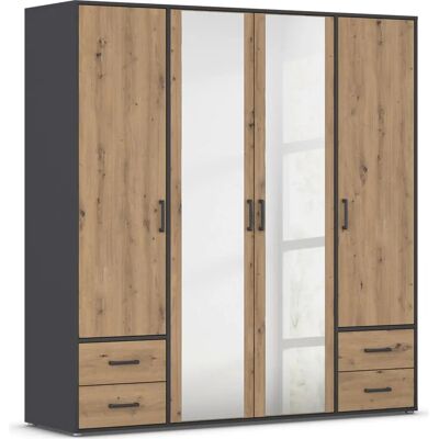 RAUCH Voyager Kleiderschrank - 4-türig, 187x194x53 cm, Grau RAUCH Voyager Kleiderschrank - 4-türig, 187x194x53 cm, Grau