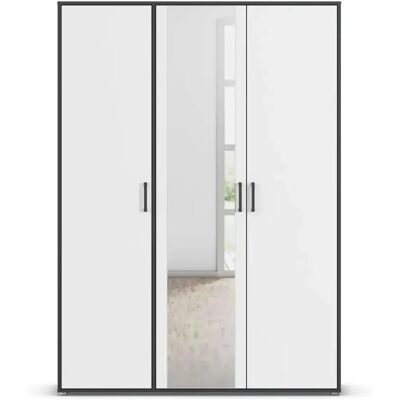 Rauch Voyager Kleiderschrank - Grau/Weiß - 3 Türen, 4 Einlegeböden Rauch Voyager Kleiderschrank - Grau/Weiß - 3 Türen, 4 Einlegeböden