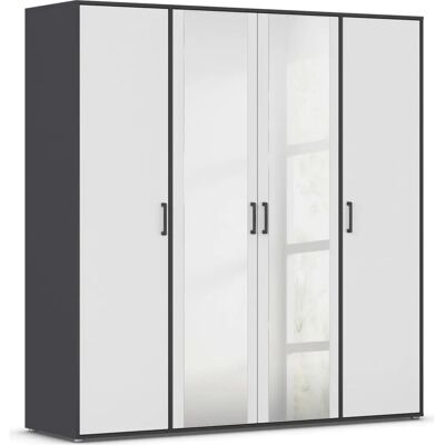 Rauch Voyager Kleiderschrank - 4-türig, Grau/Weiß, 187x53x194cm Rauch Voyager Kleiderschrank - 4-türig, Grau/Weiß, 187x53x194cm