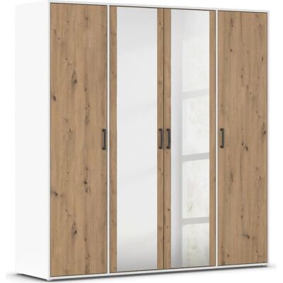 RAUCH Voyager Kleiderschrank - 4-türig, Alpinweiß/Eiche Artisan - Modernes Design RAUCH Voyager Kleiderschrank - 4-türig, Alpinweiß/Eiche Artisan - Modernes Design