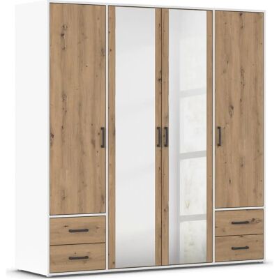 RAUCH Voyager Kleiderschrank - 4 Türen, Weiß & Eiche RAUCH Voyager Kleiderschrank - 4 Türen, Weiß & Eiche