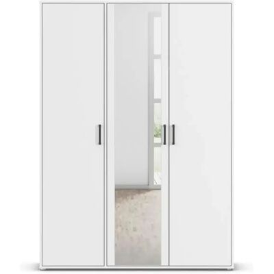Rauch Voyager Kleiderschrank - 3-türig, Weiß, Spiegel, 140x194x53cm Rauch Voyager Kleiderschrank - 3-türig, Weiß, Spiegel, 140x194x53cm