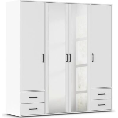 Rauch Voyager Kleiderschrank - 4-türig, Weiß, 187cm x 194cm x 53cm Rauch Voyager Kleiderschrank - 4-türig, Weiß, 187cm x 194cm x 53cm