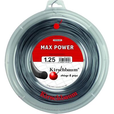 Kirschbaum Max Power Tennissäie - Korkealaatuinen, Antrasiitti, 200m Kirschbaum Max Power Tennissäie - Korkealaatuinen, Antrasiitti, 200m