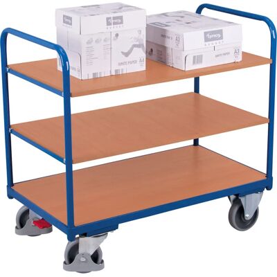Variofit Niedriger Etagenwagen - 3 Ladeflächen - Blau Variofit Niedriger Etagenwagen - 3 Ladeflächen - Blau