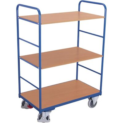 Variofit Lagerwagen - 3 Ablagen, Blau, Holzflächen Variofit Lagerwagen - 3 Ablagen, Blau, Holzflächen