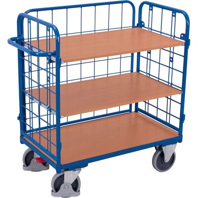 Variofit Dreiwandwagen - Gitter 3 Etagen - Blau - Wagen Variofit Dreiwandwagen - Gitter 3 Etagen - Blau - Wagen