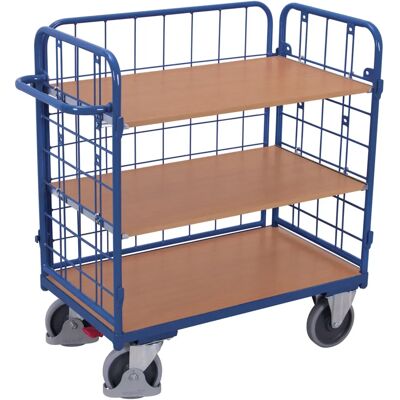 Variofit Dreiwandwagen, niedrig und vergittert mit 3 Etagen 1200x800mm Variofit Dreiwandwagen, niedrig und vergittert mit 3 Etagen 1200x800mm