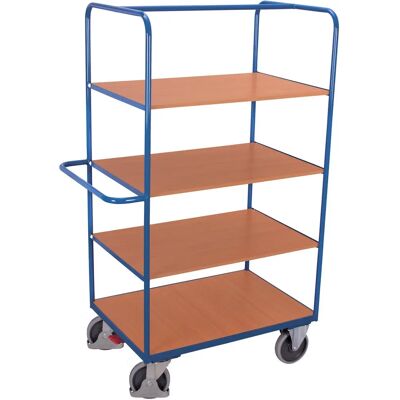 Variofit - Hoher Etagenwagen - Enzianblau - 4 składane półki - Wózek magazynowy Variofit - Hoher Etagenwagen - Enzianblau - 4 składane półki - Wózek magazynowy